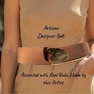 Womens Statement Belt Wide Brown Leather Waist Cincher Artisan Accessory SZ M